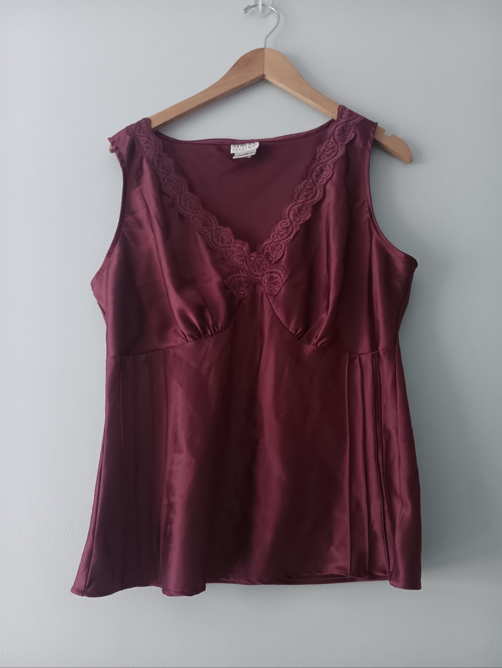 George Burgundy Satin Lace-Trim Camisole